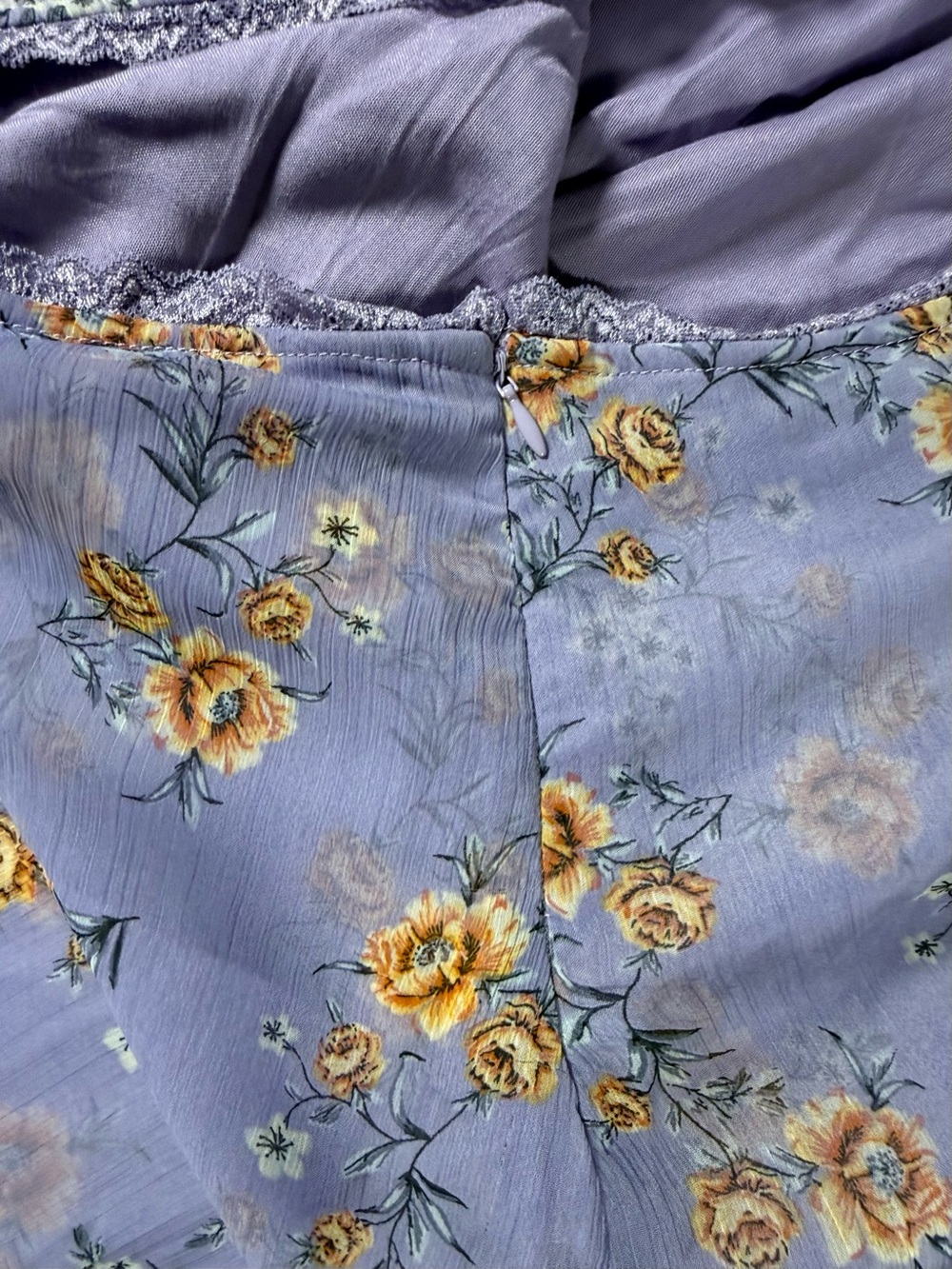 Free People Lavender Floral Asymmetrical Handkerchief Hem Skirt - Picture 4 of 5